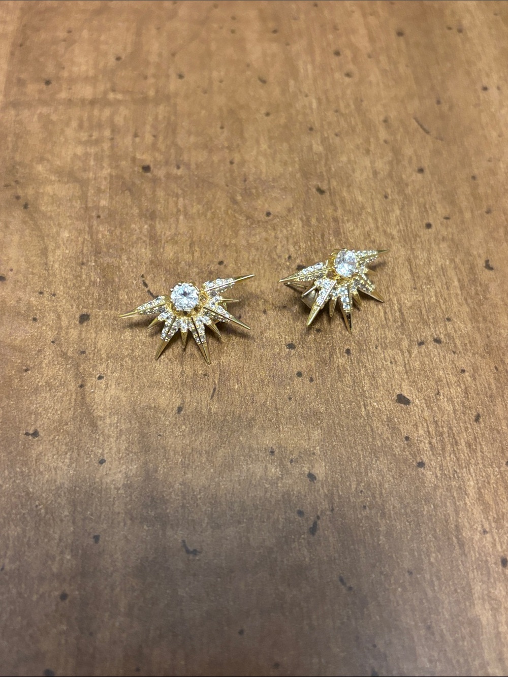 Gold Sunburst CZ Stud Earrings - Women's Jewelry